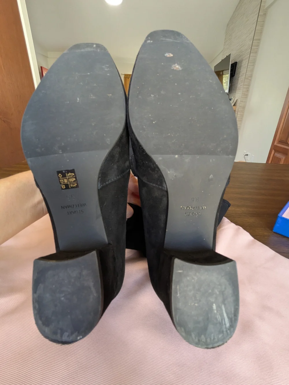 Stuart Weitzman Irena Over-the-Knee OTK Suede, Black Suede Boots, Size 9.5 B EUC
